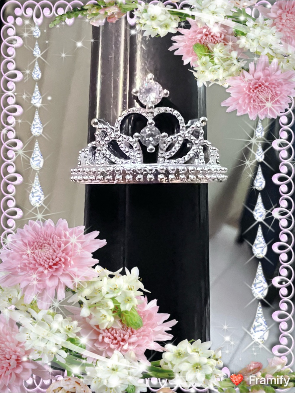 💋PRECIOUS CROWN STYLE LADY RING STERLING SILVER with Swarovski CRYSTALS. NWT Sz